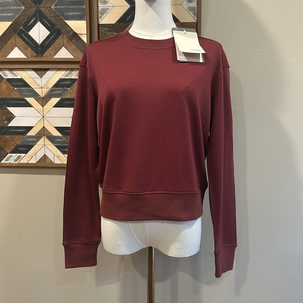 Icebreaker Women's Merino Blend 200 Crush Long Sleeve Sweatshirt Port Red S NWT